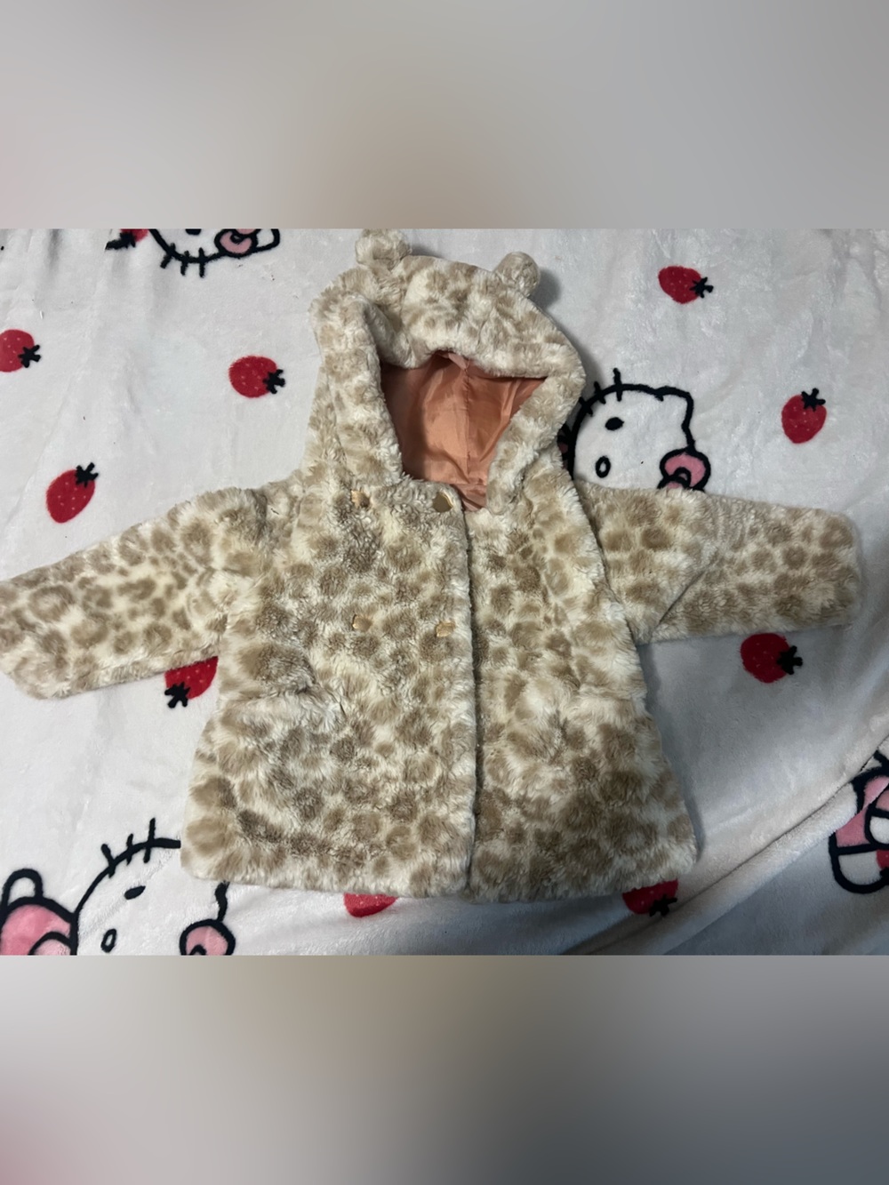 Catherine Malandrino Kids Faux Fur Leopard Peacoat - Beige